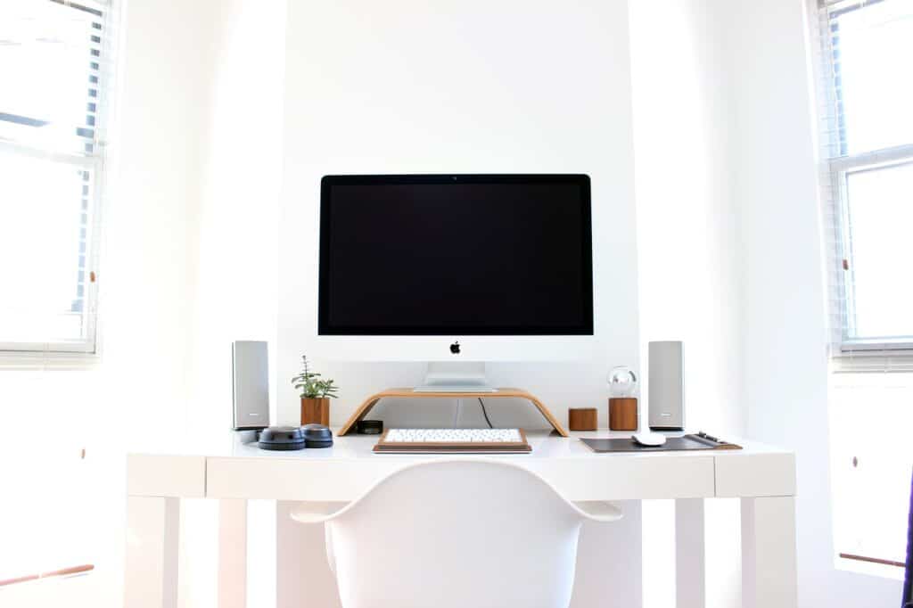 apple computer on desk